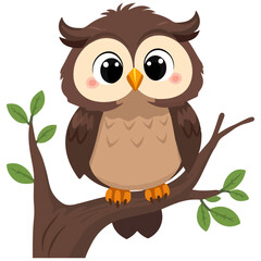 Fototapeta premium Simple Cute Chibi Owl Vector