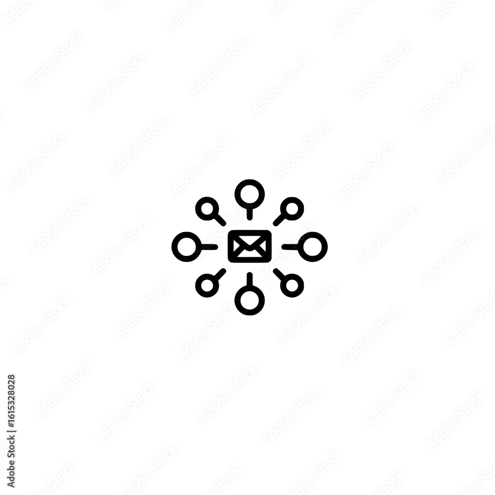 Poster envelope icon in molecular network vector illustration representing digital communication and connec