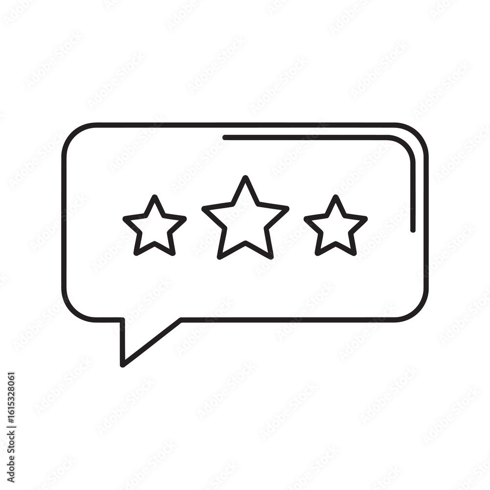 Poster line icon of a two star rating in a speech bubble representing customer feedback product review and 