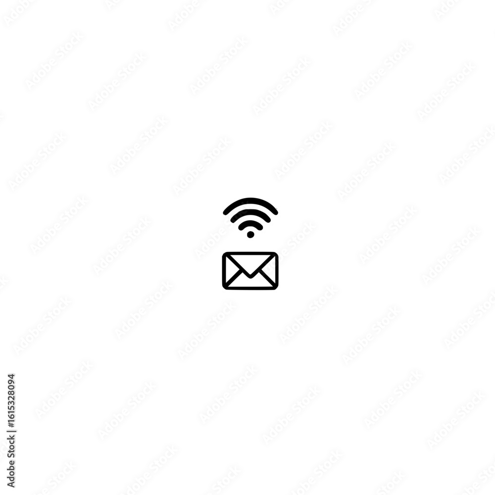 Poster wifi signal with envelope icon vector representing wireless email communication and internet messagi
