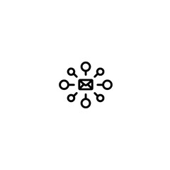 Envelope icon in molecular network vector illustration representing digital communication and connectivity