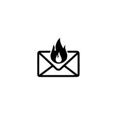 Mail envelope icon combined with fire vector for urgent communication fast delivery and alert