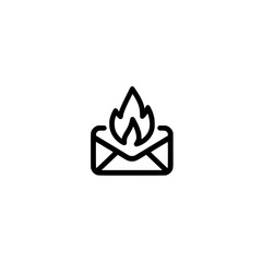 Vector graphic of burning envelope symbolizing priority mail urgent delivery and digital alert

