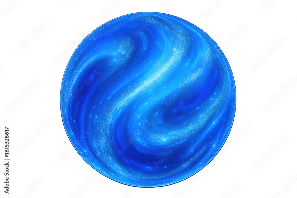 Poster blue planet rotating with transparent background and sparkling effect, perfect for space and science
