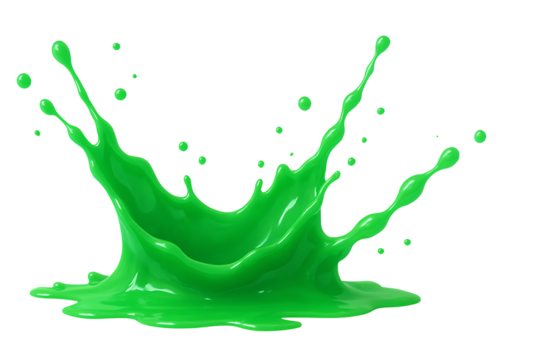 Green liquid splash isolated on transparent background