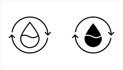 Skin hydration line outline icon set, vector illustration on white background.