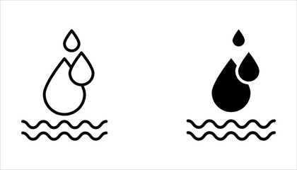 Skin hydration line outline icon set, vector illustration on white background.