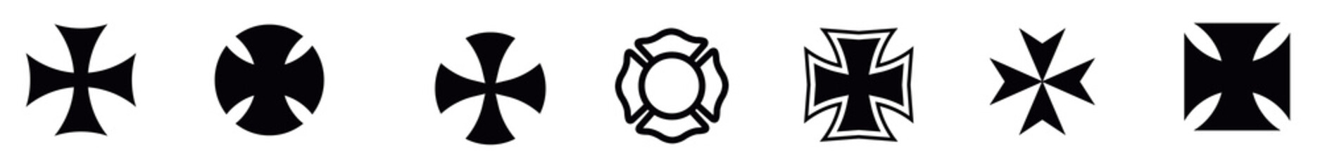 Maltese and iron cross vector set. outline silhouette Chopper cross icon set isolated on white background Vector Chopper crosses icon set, Vector illustration © Faheembin