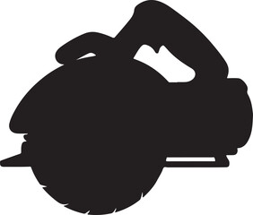 Circular saw in silhouette image white background.