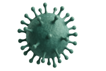 Green virus cell isolated on transparent background