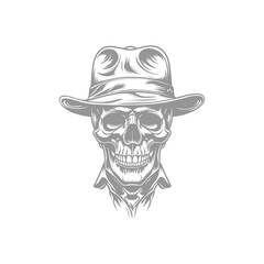 Skull in Fedora Hat Illustration 