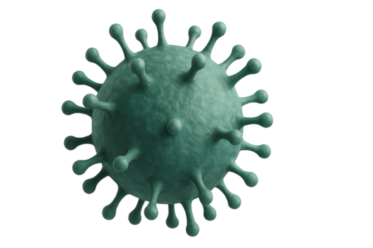Green virus cell isolated on transparent background - Powered by Adobe