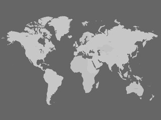 Naklejka premium Detailed world map illustration displaying continents and countries in neutral tones for design projects