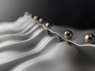 Fototapeta premium Abstract design with smooth, flowing lines and metallic spheres