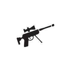 Silhouette of a Hunting Rifle with Scope.A simple, black silhouette of a hunting rifle with a scope.