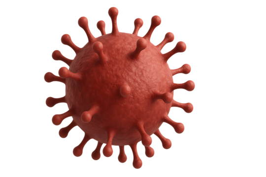 Red virus cell isolated on transparent background
