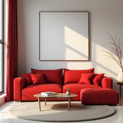 Minimalist living room with natural sunlight