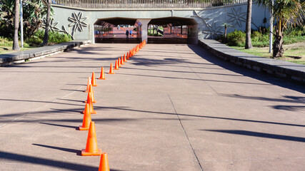 Sports Event Orange Marker Cones Course Layout Route