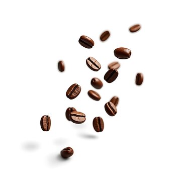 Roasted Coffee Beans Floating on White Background &ndash; Premium Studio Shot