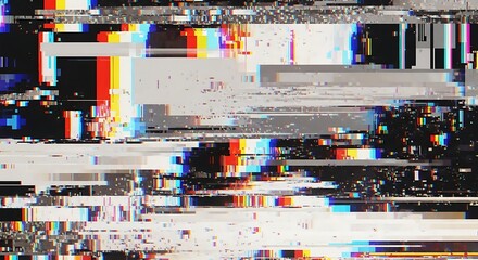 Abstract Digital Glitch Art Background with Vibrant Color Distortions and Modern Aesthetic