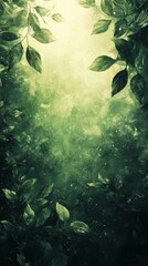 Green Leaves Bordering a Light Background Texture