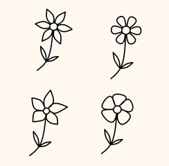 Simple Decorative Flower Line Art