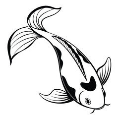 Sketch of a tribal black vector fish illustration, an animal design or silhouette art