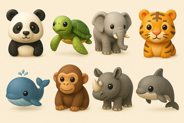 Charming 3D Endangered Animals Icons – Educational & Awareness Collection