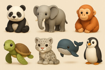 Charming 3D Endangered Animals Icons – Educational & Awareness Collection