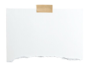 White Ripped Piece of Paper isolated. Top View of Blank Adhesive Paper Tag. Blank Note with Copy Space for Text or Image. transparent background. paper with adhesive tape