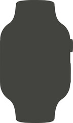 Dark Gray Smartwatch Silhouette with Curved Edges on Transparent Background
