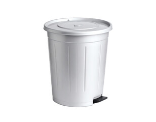 Small gray trash can isolated on white background, office paper bucket