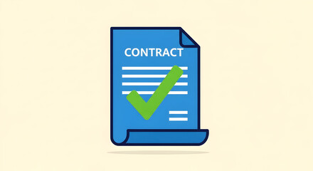 Approved contract document with check mark symbol agreement business concept