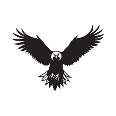Powerful Bald Eagle in Flight, Silhouette Design