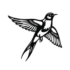 Elegant black and white illustration of a soaring bird.