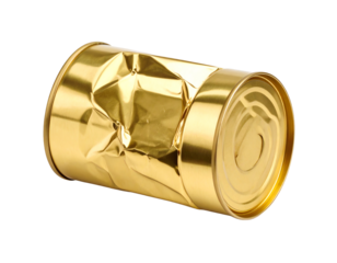 crumpled empty tin can isolated on white