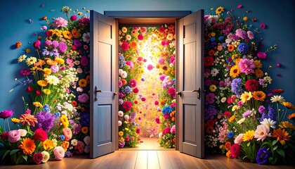 Floral doorway to a bright garden