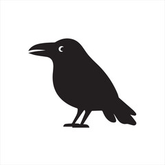Obraz premium Silhouette Style Vector Raven Logo Icon – Minimal Mysterious Bird Symbol for Gothic, Nature, or Fantasy Branding, Monochrome Crow Graphic Design for Print, Web, and Merchandise Use