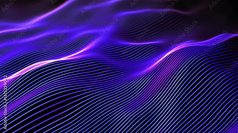 Aufkleber smooth wave motion of bright ultraviolet digital surface. abstract concept of artificial intelligenc
