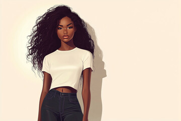 Black woman face. Dark skin woman portrait.