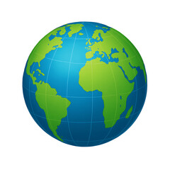 Globe of planet earth isolated on transparent background