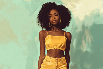 Black woman face. Dark skin woman portrait.