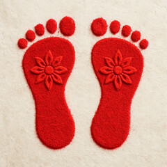 Lakshmi Footprints Rangoli Design for Diwali Pooja.