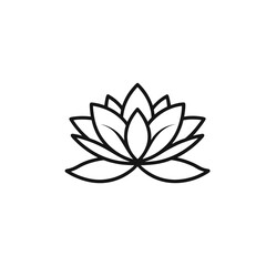 Water lily flower outline icon set