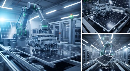 Solar Panel Production with Robotic Arm in Factory