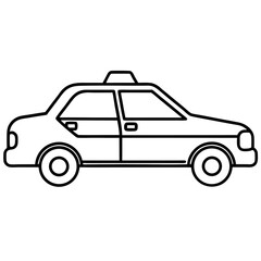 Fototapeta premium Minimal Taxi Car Side View Line Art