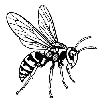 black and white wasp insect clip art preview
