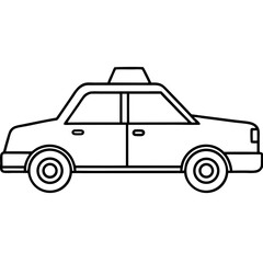 Minimal Taxi Car Side View Line Art