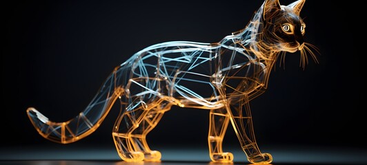 cute cat Wireframe, mozaic art, generative AI