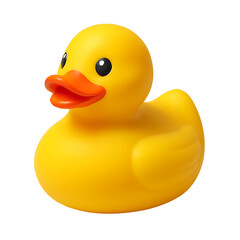 Yellow rubber duck toy isolated on transparent background